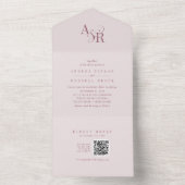 Invitation Tout En Un ANDREA QR Code Burgundy Blush Pink Simple Wedding (À l'intérieur)