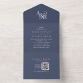 Invitation Tout En Un ANDREA QR Code Navy Blue Simple Minimal Wedding (À l'intérieur)