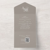 Invitation Tout En Un ANDREA QR Code Rustic Taupe Simple Minimal Wedding (À l'intérieur)