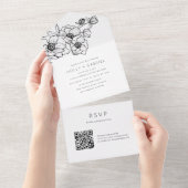 Invitation Tout En Un Anemone Bouquet Mariage Tout en un (Déchirure)