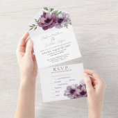 Invitation Tout En Un Anémones romantiques aquarelle (Déchirure)