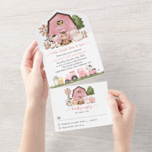 Invitation Tout En Un Animaux de la ferme, Animaux mignons, Grange, Prem