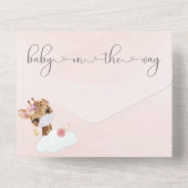 Invitation Tout En Un Animaux mignons roses dans les masques Baby shower (Verso)