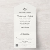 Invitation Tout En Un Anneaux Dessinés à la Main Code QR Moderne Mariage (À l'intérieur)