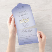 Invitation Tout En Un Anneaux mariages Moderne Périwinkle Dîner (Déchirure)