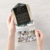 Invitation Tout En Un Année d'évaluation or vert Joyeux Noël 6 photos (Déchirure)