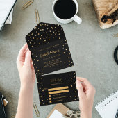 Invitation Tout En Un Anniversaire Black or stars parti RSVP