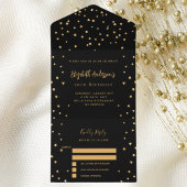 Invitation Tout En Un Anniversaire Black or stars parti RSVP