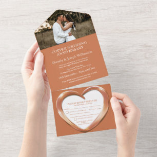 Invitation Tout En Un Anniversaire de mariage cuivre 7 ans photo de fête