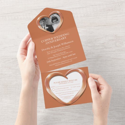 Invitation Tout En Un Anniversaire de mariage en cuivre 7 ans événement (Déchirure)