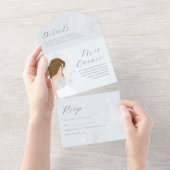 Invitation Tout En Un Anniversaire d'hiver Snowy Quinceanera 15 ans Bleu (Déchirure)
