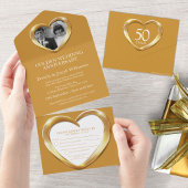 Invitation Tout En Un Anniversaire du mariage d'or 50 ans fête