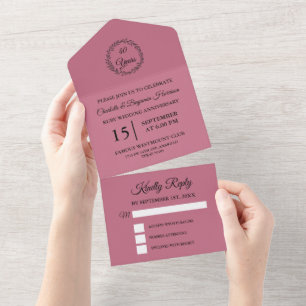 Invitation Tout En Un Anniversaire moderne du 40e Mariage de Ruby