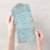 Invitation Tout En Un Aqua et Tan Sea Shops & Starfish (Déchirure)