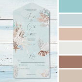 Invitation Tout En Un Aqua Ocean & Coques Moderne Pas de dîner