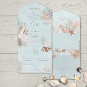 Invitation Tout En Un Aqua Ocean & Coques Moderne Pas de dîner