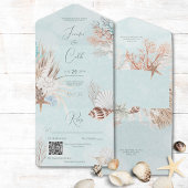 Invitation Tout En Un Aqua Ocean & Shells Code QR moderne