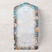 Invitation Tout En Un Aqua Seashell Rustic Beach Dîner (Dehors)