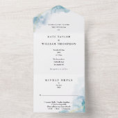 Invitation Tout En Un Aquarelle Abstraite bleue Mariage moderne (À l'intérieur)