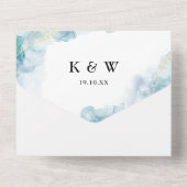 Invitation Tout En Un Aquarelle Abstraite bleue Mariage moderne (Verso)