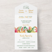 Invitation Tout En Un Aquarelle Automne Acacia Feuille Mariage Tout en u (À l'intérieur)