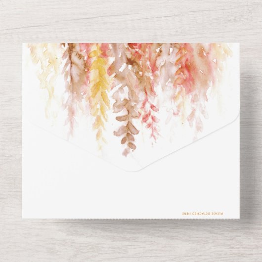 Invitation Tout En Un Aquarelle automne en amour marron rouge jaune dîne (Verso)