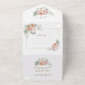 Invitation Tout En Un Aquarelle Blanc Dusty Rose Fleurs Mariage (Dehors)