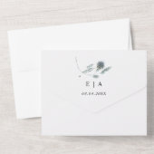 Invitation Tout En Un Aquarelle bleu chardon Mariage Eucalyptus (Verso)