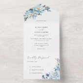 Invitation Tout En Un Aquarelle bleu foncé (À l'intérieur)