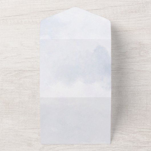 Invitation Tout En Un Aquarelle bleu foncé Mariage tout en un (Dehors)