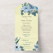 Invitation Tout En Un Aquarelle bleu foncé sur jaune pâle (À l'intérieur)