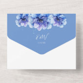 Invitation Tout En Un Aquarelle bleu moderne Mariage végétal (Verso)