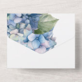 Invitation Tout En Un Aquarelle bleu romantique Hydrangea Fleurs (Verso)