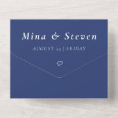 Invitation Tout En Un Aquarelle bleue Côte Ocean Beach mariage (Verso)