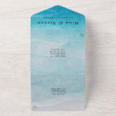 Invitation Tout En Un Aquarelle bleue moderne (Dehors)