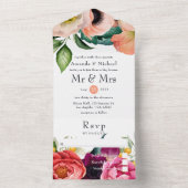 Invitation Tout En Un Aquarelle Boho Mariage Floral (À l'intérieur)