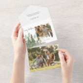 Invitation Tout En Un Aquarelle Bois Calligraphie de Noël (Déchirure)