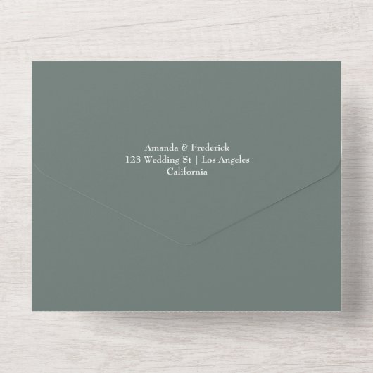 Invitation Tout En Un Aquarelle Bois Laurel Crest Monogramme Mariage (Verso)