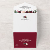 Invitation Tout En Un aquarelle bordeaux fleurie tout en une seule invit (Dehors)