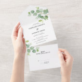 Invitation Tout En Un Aquarelle botanique Eucalyptus Feuille Mariage (Déchirure)