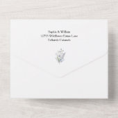 Invitation Tout En Un Aquarelle botanique Fleur sauvage Mariage moderne (Verso)