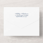 Invitation Tout En Un Aquarelle Burgundy Blue Floral Mariage (Verso)