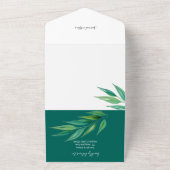 Invitation Tout En Un Aquarelle chic bleu océan profond vert (Dehors)