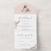 Invitation Tout En Un Aquarelle Chien à Chien à Chien et Rose Floral (À l'intérieur)