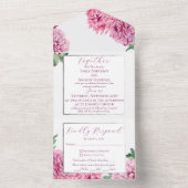 Invitation Tout En Un Aquarelle Chrysanthème rose (À l'intérieur)