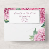 Invitation Tout En Un Aquarelle Chrysanthème rose (Verso)