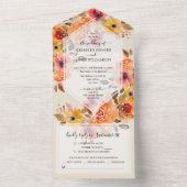 Invitation Tout En Un Aquarelle Chute Mariage floral (À l'intérieur)