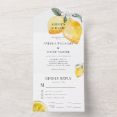 Invitation Tout En Un Aquarelle Citron Blanc Floral Citrus Mariage (À l'intérieur)