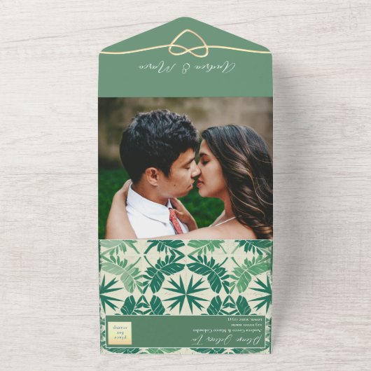 Invitation Tout En Un Aquarelle Citron Mariage méditerranéen (Dehors)