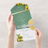 Invitation Tout En Un Aquarelle Citron Mariage méditerranéen (Déchirure)